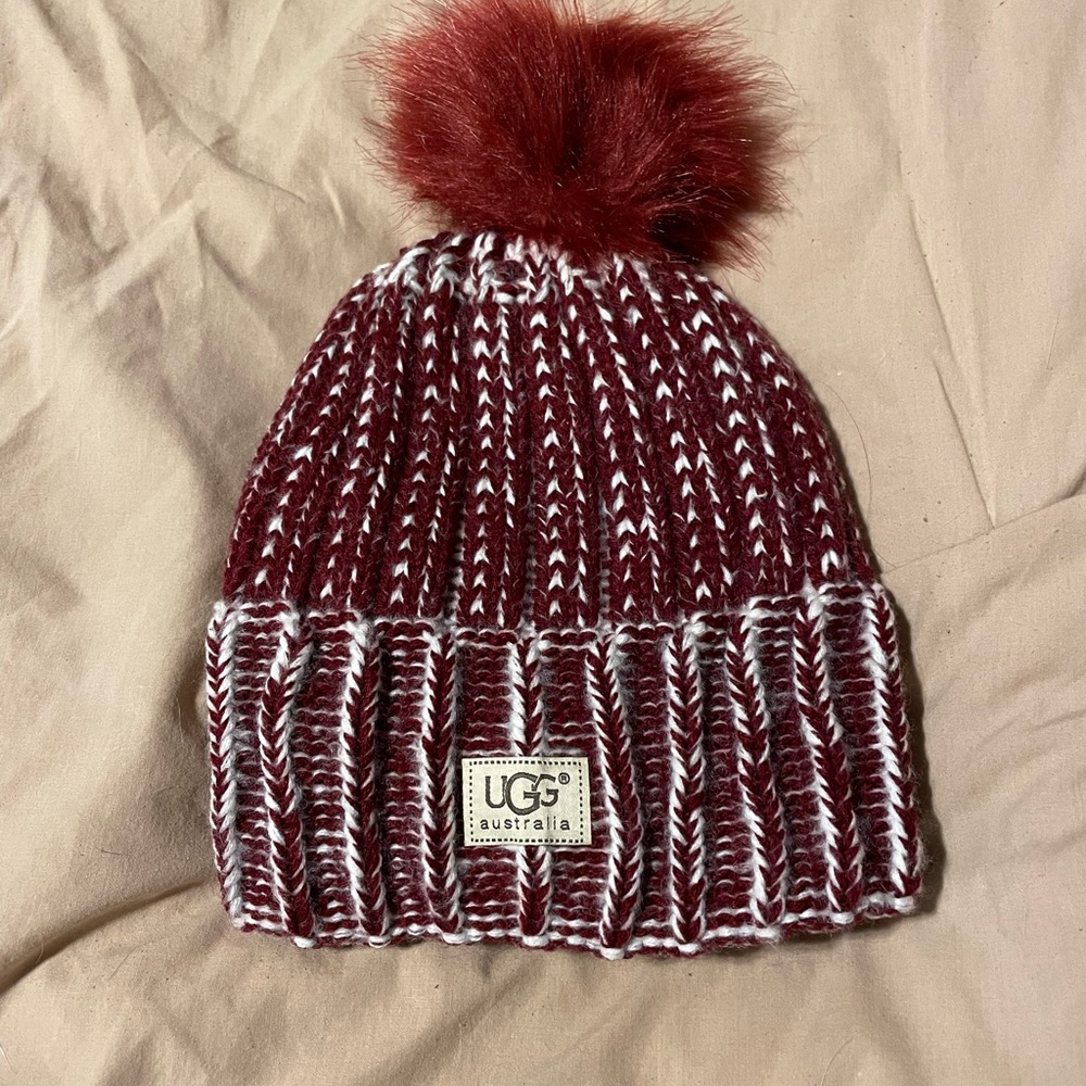 New maroon UGG beanie hat